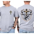 thumbnail image 4 of Camo Cross Hunting Double-Sided T-Shirt – Outdoor Christian Faith Tee with Antler & Fish Graphic, Hunting Streetwear Gift for Men & Women, 4 of 7