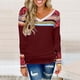 thumbnail image 4 of Blusa cómoda de manga larga con cuello en V y estampado a rayas para mujer Fridja  FKASFK4933, 4 of 5