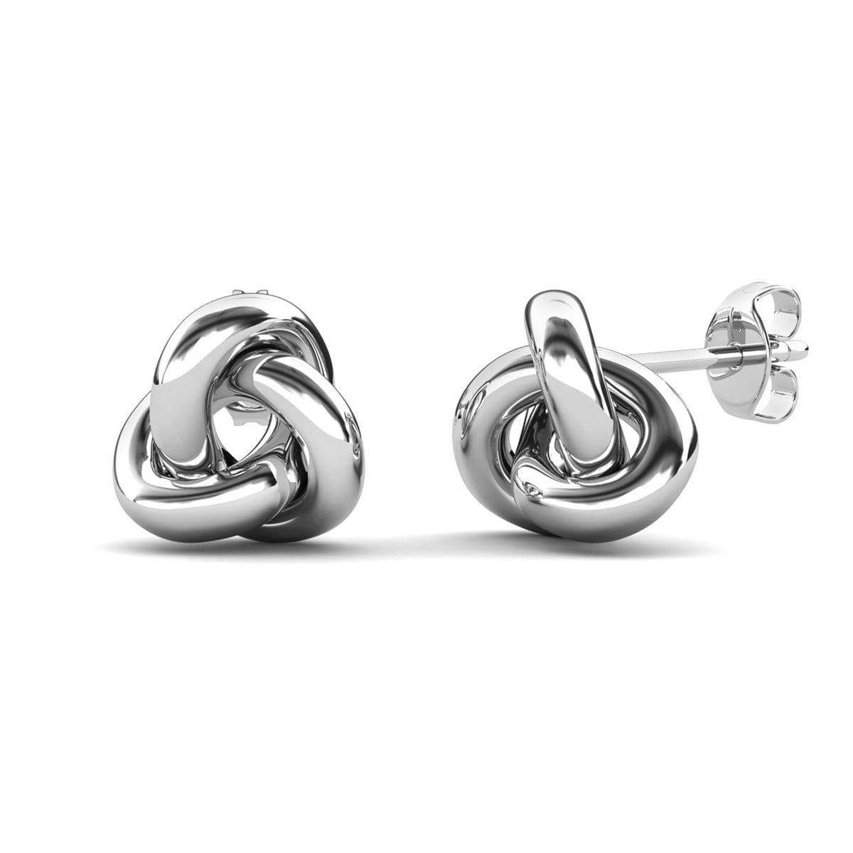 Cate & Chloe Ashley 18k White Gold Plated Knot Stud Earrings, Gift for Women