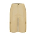 thumbnail image 4 of HKYNLAG Womens Bermuda Shorts High Waisted Cargo Shorts with Pockets Elastic Knee Length Summer Casual Shorts with Pockets Khaki XL, 4 of 6