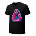 thumbnail image 1 of Self-confident Girl Comic Cartoon Portrait T-shirt Blue and Pink Tees T-shirt Art casual T shirt, 1 of 5
