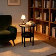 thumbnail image 5 of Bear Shape Small End Table, 2 Tier Modern Coffee Table with Lower Shelf, Plastic Small Bedside Nightstand for Living Room Bedroom Balcony Indoor Outdoor, #003-Black, 5 of 6