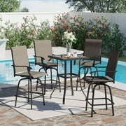 Sophia & William 5 Piece Outdoor Patio Bar Set Patio Dining Set Swivel Bar Stools High Back Patio Bar Table and Chairs for Lawn Garden Backyard