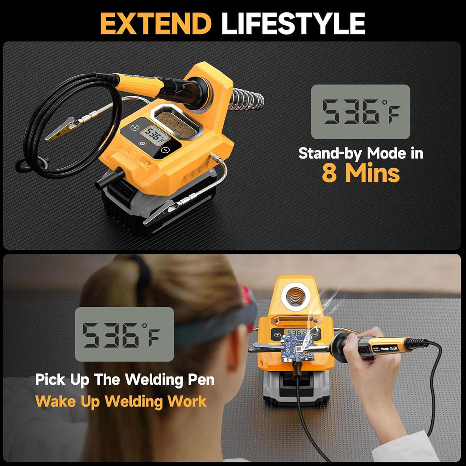 JIAHAOO Cordless Soldering Iron Station Compatible with Battery Digital Display Adjustable Temperature with 2 Auxiliary Helpers