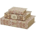 thumbnail image 6 of DecMode Faux Book Orange Faux Leather Decorative Box with Varying Patterns, 3 Count, 6 of 9