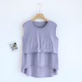 thumbnail image 4 of SDNall Blouse Femme Unie Décontractée Mode Col Rond Régulière Sans Manches Vêtements de Nuit Hauts, 4 of 9