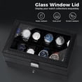 thumbnail image 4 of ProCase Caja para Reloj de 12 Ranuras, Estuche Organizador de Relojes de 2 Pisos con Tapa Vidrio Anti-polvo Almacenaje Guardarrelojes para Hombres y Mujeres (NegroRayado), 4 of 14