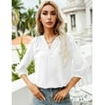 thumbnail image 4 of ZHENWEI Women's 3/4 Sleeve Henley V-Neck Button up Pleated Back Blouses Swiss Dot Blouse Tops Shirts, 4 of 7
