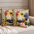 thumbnail image 2 of Sunflower Rooster Pillow Covers 2 Pack Farmhouse Animals Pastoral Yellow Floral Plaid Pillowcase Waterproof Outdoor Throw Pillow Cover for Patio Garden Square Cushion 20”x20”, 2 of 9