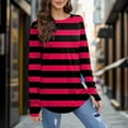 thumbnail image 2 of T Shirts for Women Long Sleeve Women Long Sleeve Top Round Neck Basic Fashion Printed TShirt Shirt Thumbhole Tunic Red, S, 2 of 5