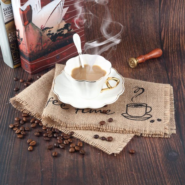 Coffee Bar Mat, 20 X 14 Inch Burlap Placemat Coffee Bar