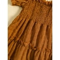 thumbnail image 6 of Toddler Girls A-line Dress, Short Sleeve Off-shoulder Spaghetti Straps Pleated Summer Dress, 6 of 8