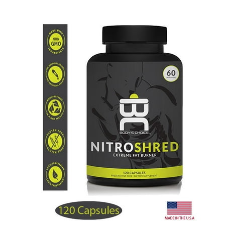 Choix corps de l`, NitroShred - brûleur de graisse Supplément - Perte de poids santé naturel, Préserve musculaire, améliore la concentration - feuilles de thé vert, framboise Cétones, Garcinia - Appétit (120 capsules)