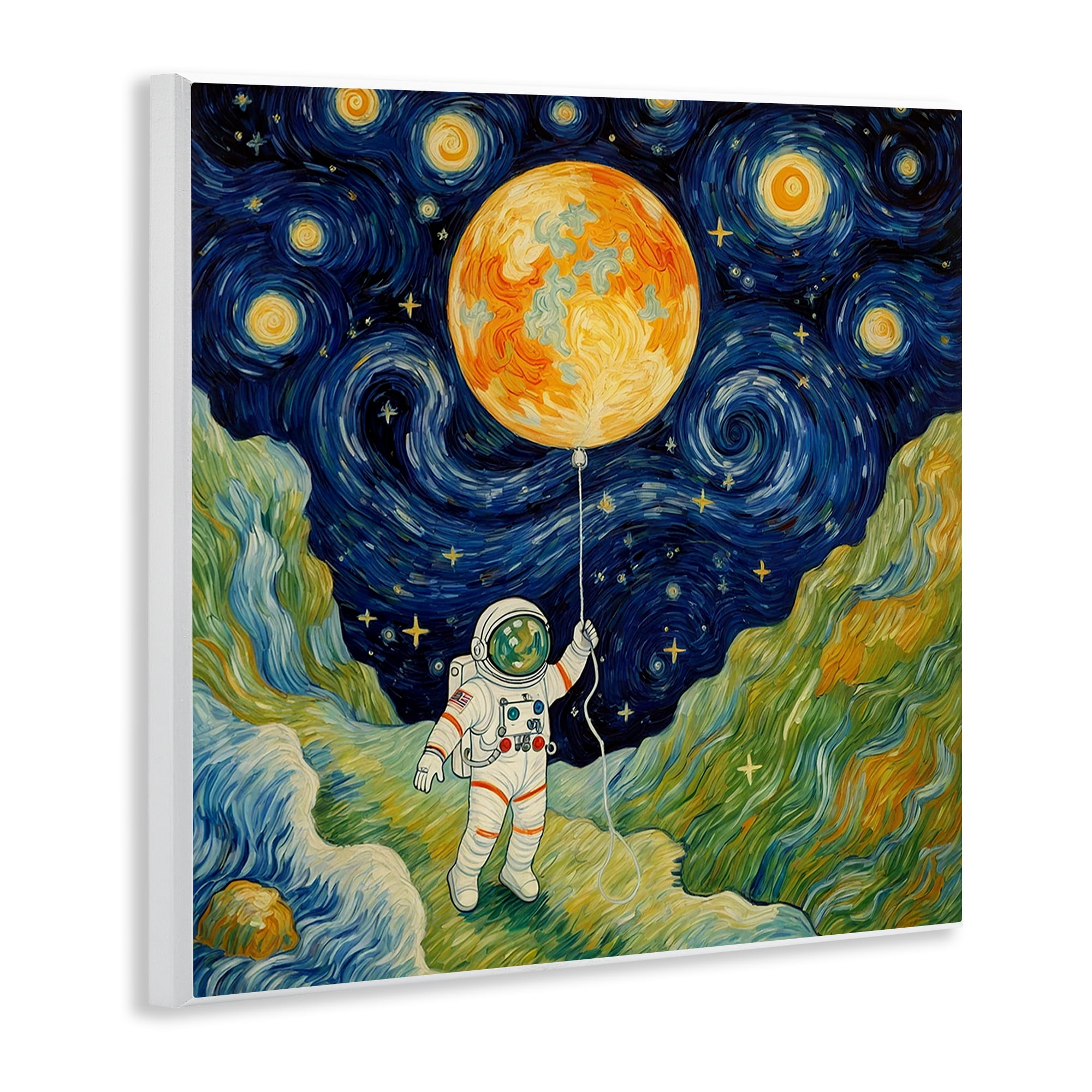 Impressionist Astronaut in Space Wall Plaque Art, design by Angie Hawke