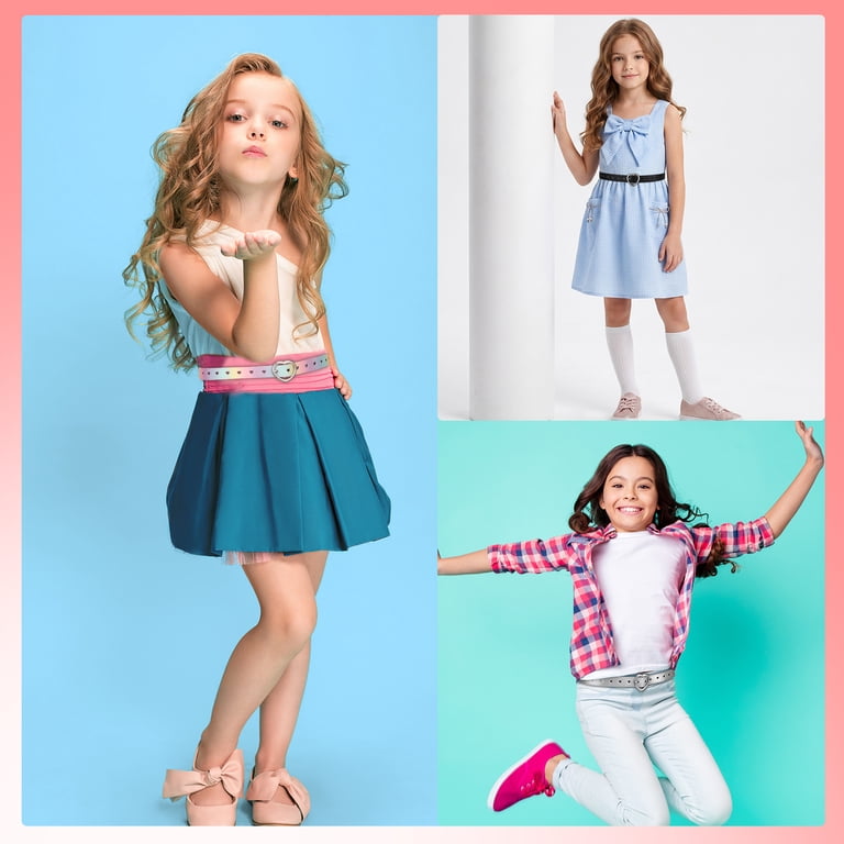 Bocaoying 4 Pcs Cute Heart Shape Girls Belt, PU Leather Belt, Adjustable Belt with Heart Buckle Skinny Belt for Boys Girls Ladies Belts for Jeans Dresses Jumpsuit Trousers