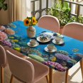 thumbnail image 3 of Funny Diving Panda Table Cloths for 3 Foot Rectangle Tables, Ocean Sea Coastal Coral Fish Marine Life Patio Waterproof Elastic Fitted Tablecloths, Washable Rectangular Table Cover for Camping, 3 of 8