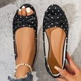thumbnail image 3 of Gpaecead Women's Polka Dot Bow Flats Peep Toe Vintage Slip On Cushioned Insole Non Slip Shoes For Commute And Casual, A-Black, 3 of 8