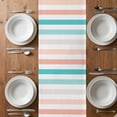 thumbnail image 6 of Teal Pink Striped Table Runner - 70 Inch Long, Kitchen Dining Table Runner Dresser Scarves, Farmhouse Stripes Simple Art Farmhouse Decor for Coffee Tables Wedding Party Banquet, 6 of 8
