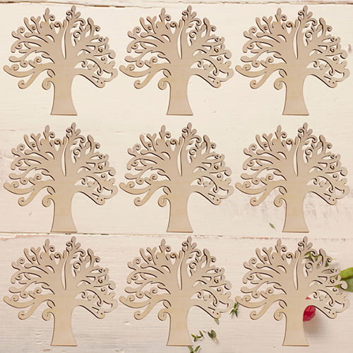 Decoupage Family Pack of 5 Wooden MDF Autumn Tree Shape Craft Blank Wedding 