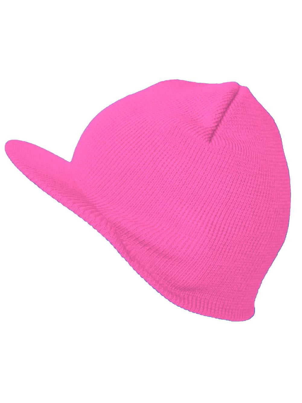 Winter Beanie Hat with Visor Brim Warm Knit Cuffless Beanie Cap, Hot