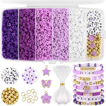 Clay Beads Bracelet Making Kit for Beginner 5000 Pcs Polymer Clay Beads with Charms Kit for Jewelry Making DIY Arts and Crafts Birthday Gifts Toys for Kids Age 6-13