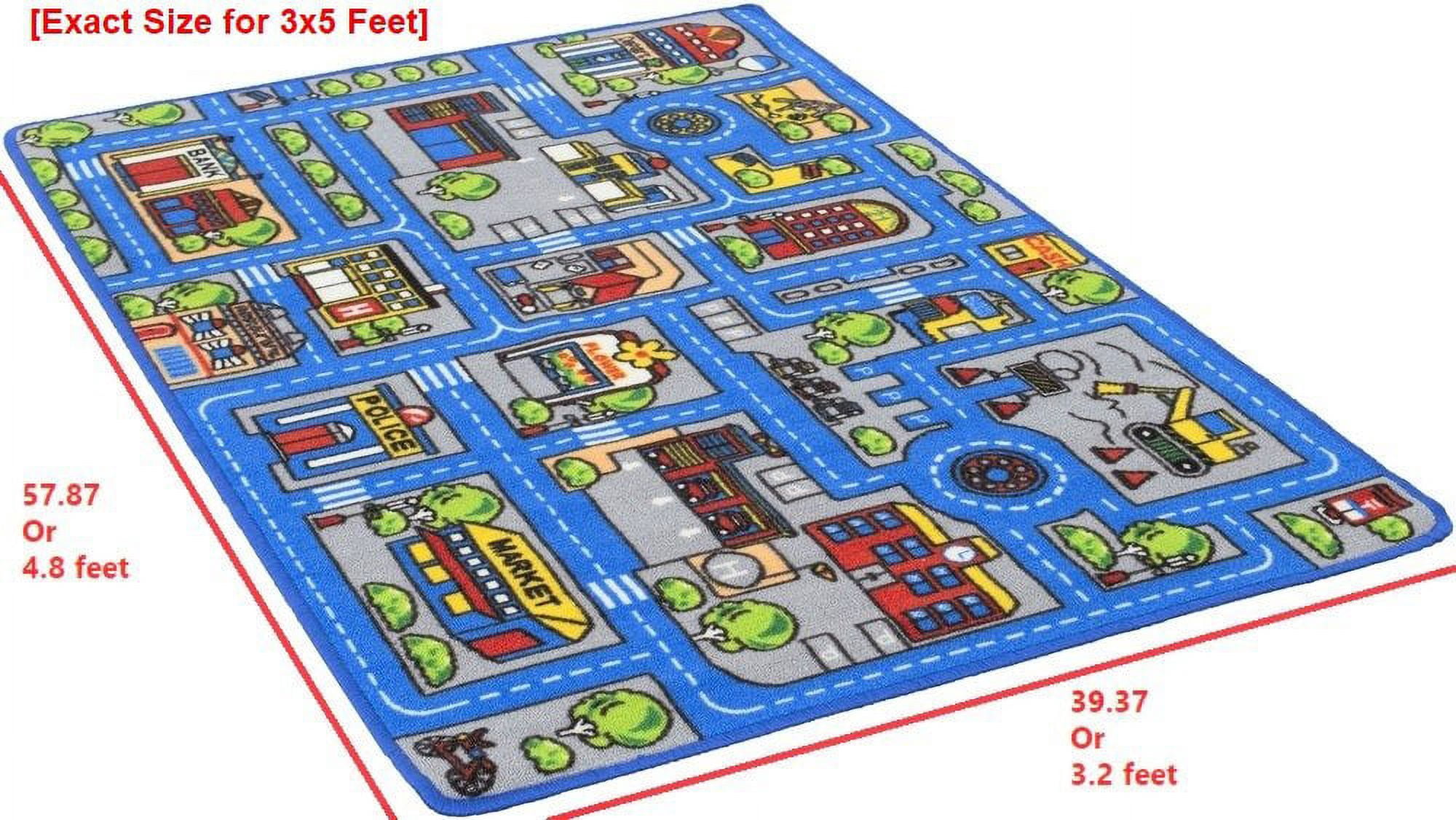 Kids Car Road Rugs City Map Play mat for Classroom/Baby Room Non-Slip Rubber Back