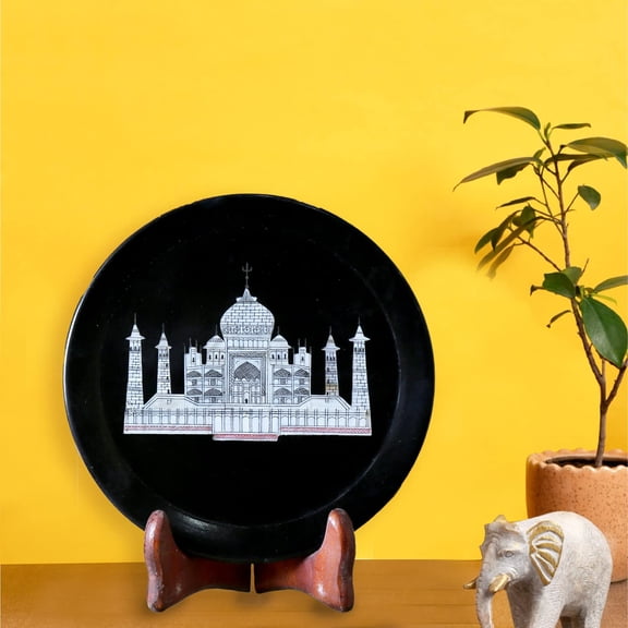 Marble Decorative Plate Inlay Taj MahalHandmade Arts Décor Gifts