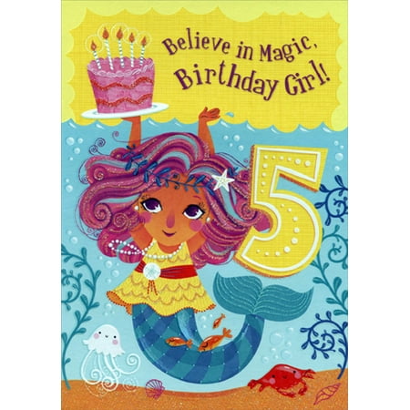 Designer Greetings Mermaid Believe in Magic Age 5 / 5th Birthday Card for