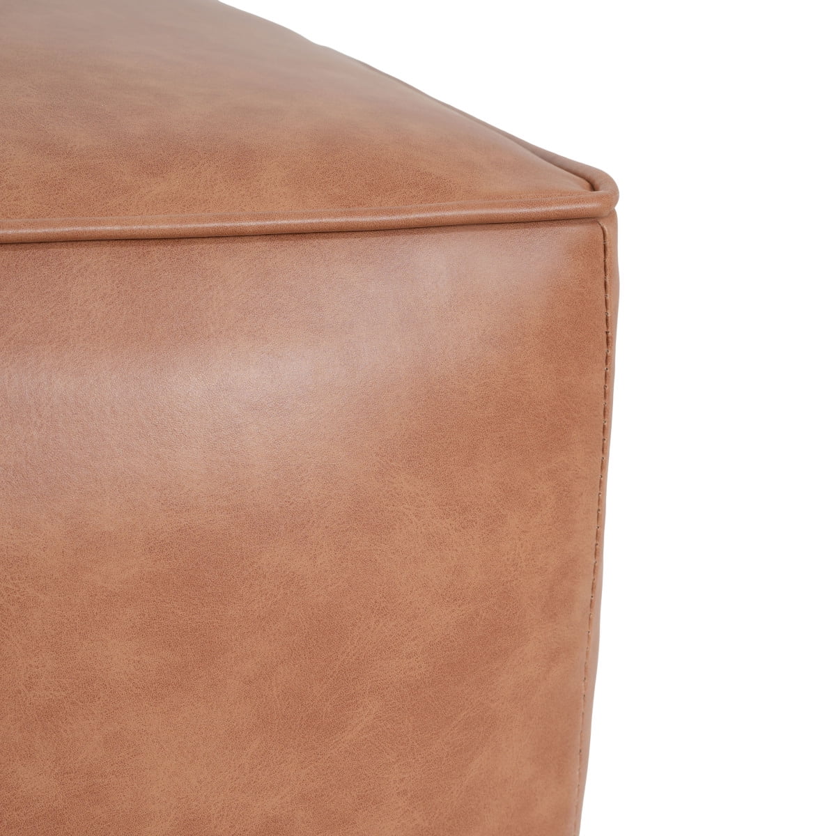 Square PU Leather Ottoman Tan Brown Modern Upholstered Furniture