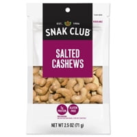 Snak Club  2.5 oz Bagged Salted Cashews Snacks - Pack of 6