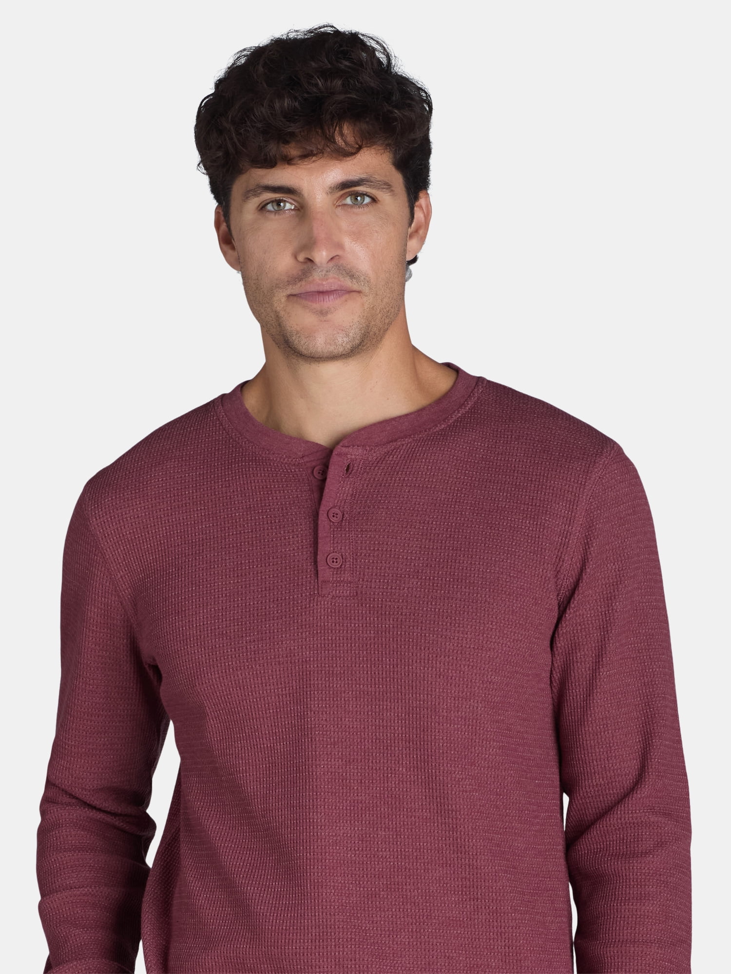 George Men’s & Big Men’s Thermal Henley Shirt with Long Sleeves, Sizes XS-3XLT