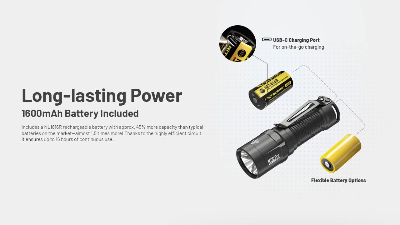 Nitecore MT1C Pro 1000 Lumen Rechargeable EDC Flashlight + Nitecore Sticker