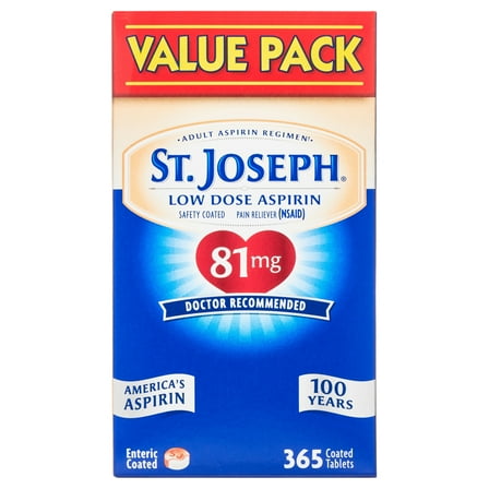 St. Joseph Aspirin Pain Reliever (NSAID) 81mg, 365 Ct