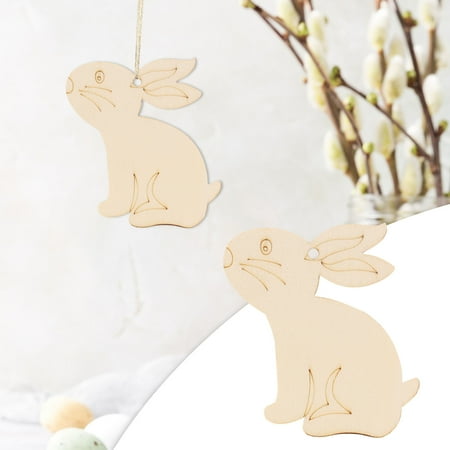 

Fjofpr 20PCS Easter Day Party Home Decoration Pendant DIY Carved Wooden PendantHanging Ornaments