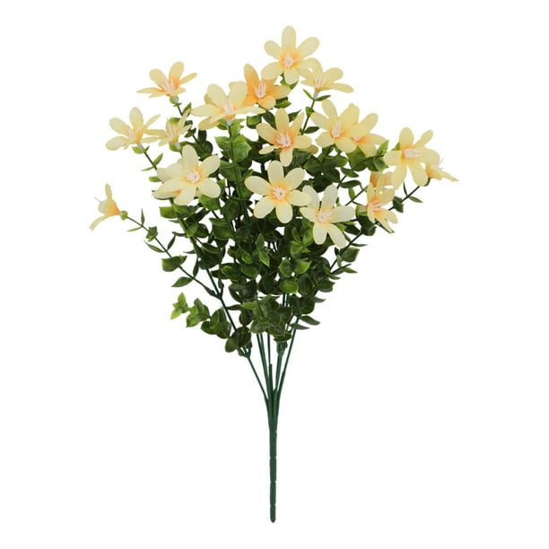 Ramo de flores artificiales de margaritas, 7 flores de seda sintéticas para decoración del hogar, margaritas falsas de plástico para accesorios de fotografía de bodas, centro de mesa, decoración de