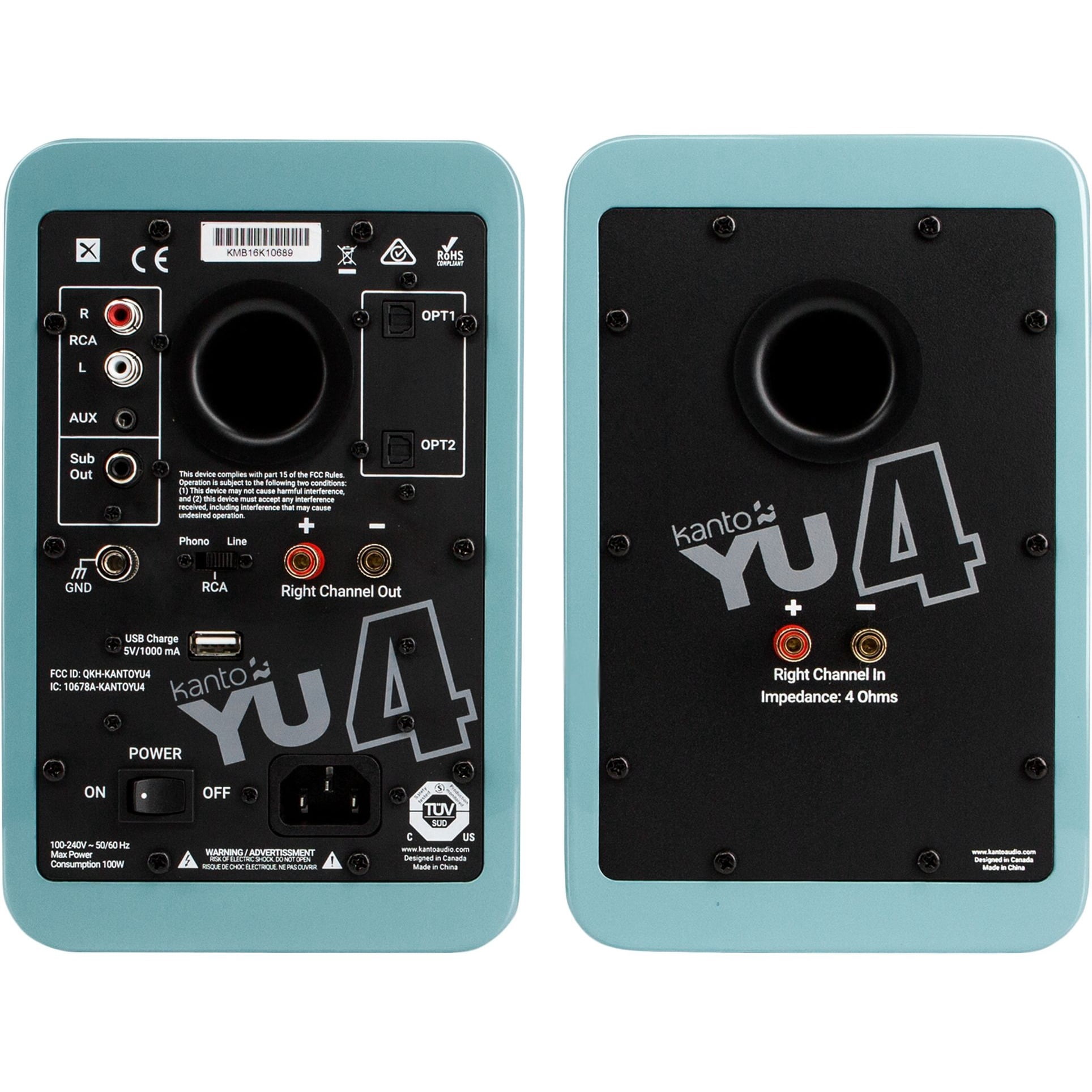 Kanto Living YU4 2-Way Powered Bookshelf Speakers (Pair, Teal)
