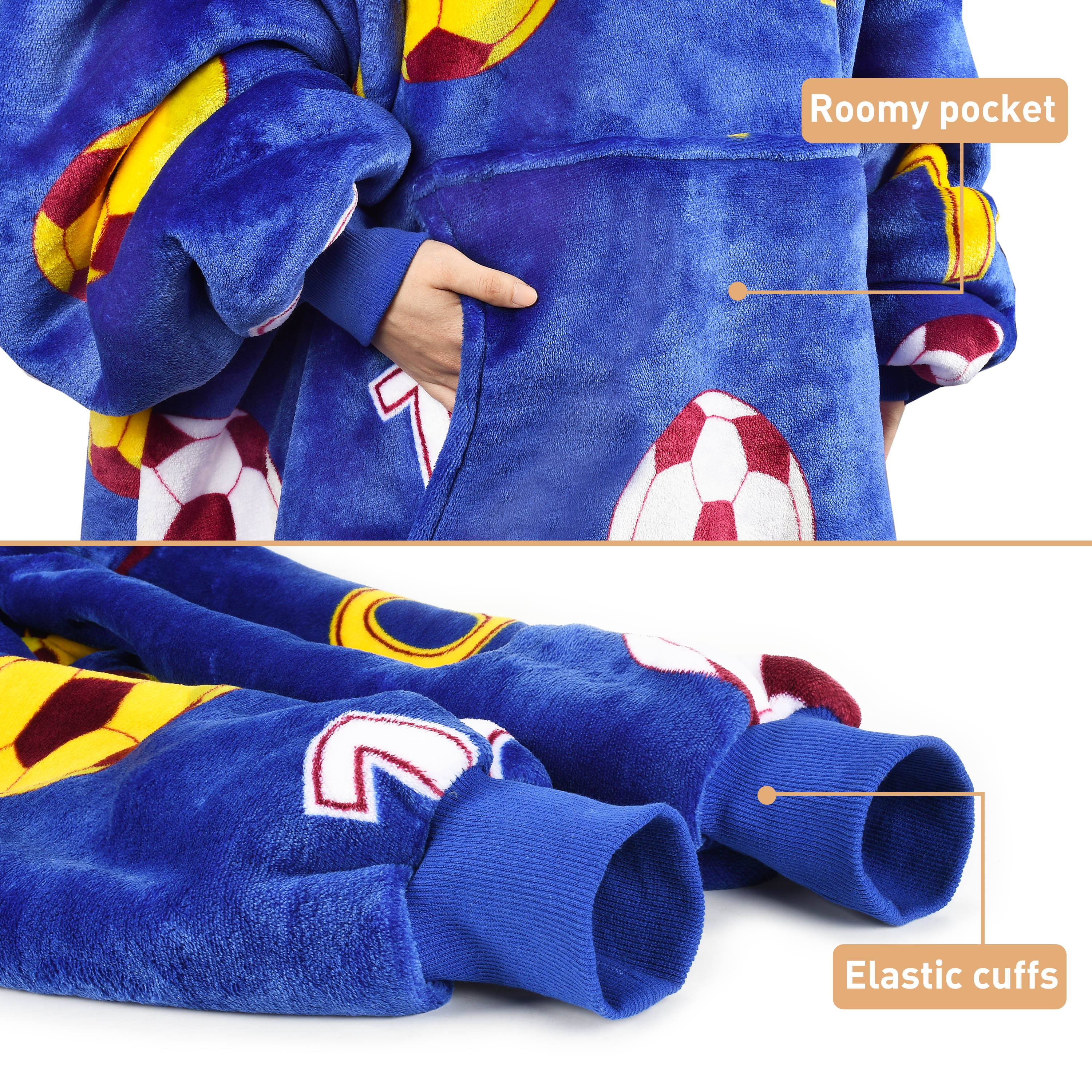 Catalonia Oversized Wearable Blanket Hoodie Sweatshirt, Comfortable Sherpa Lounging Pullover for Adults Men Women Teenagers Wife Girlfriend Gift