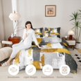 thumbnail image 3 of Homewish Gray Gold Stripes Twin Comforter Sets,Modern Geometric Artwork Bedding Set,Black Reversible,2-Piece,1 Comforter and 1 Pillowcase, 3 of 7