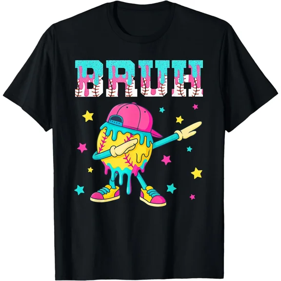 Baseball Drip Ice Cream Funny Sports Lifestyle Trend Retro Graphic Unisex T-Shirt, up to size 5XL