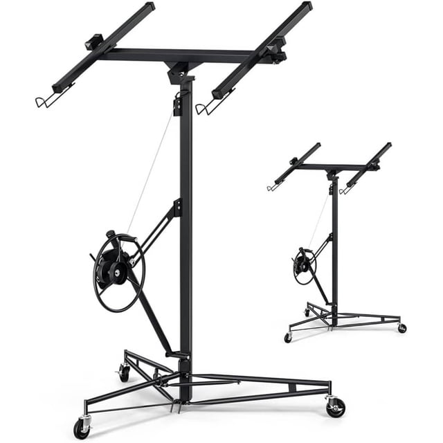 Ourlova Treuil pour Cloison Sèche Robuste de 16 Pi, 150 Lb, Roues à Verrouillage de Bras à 360° (Noir)