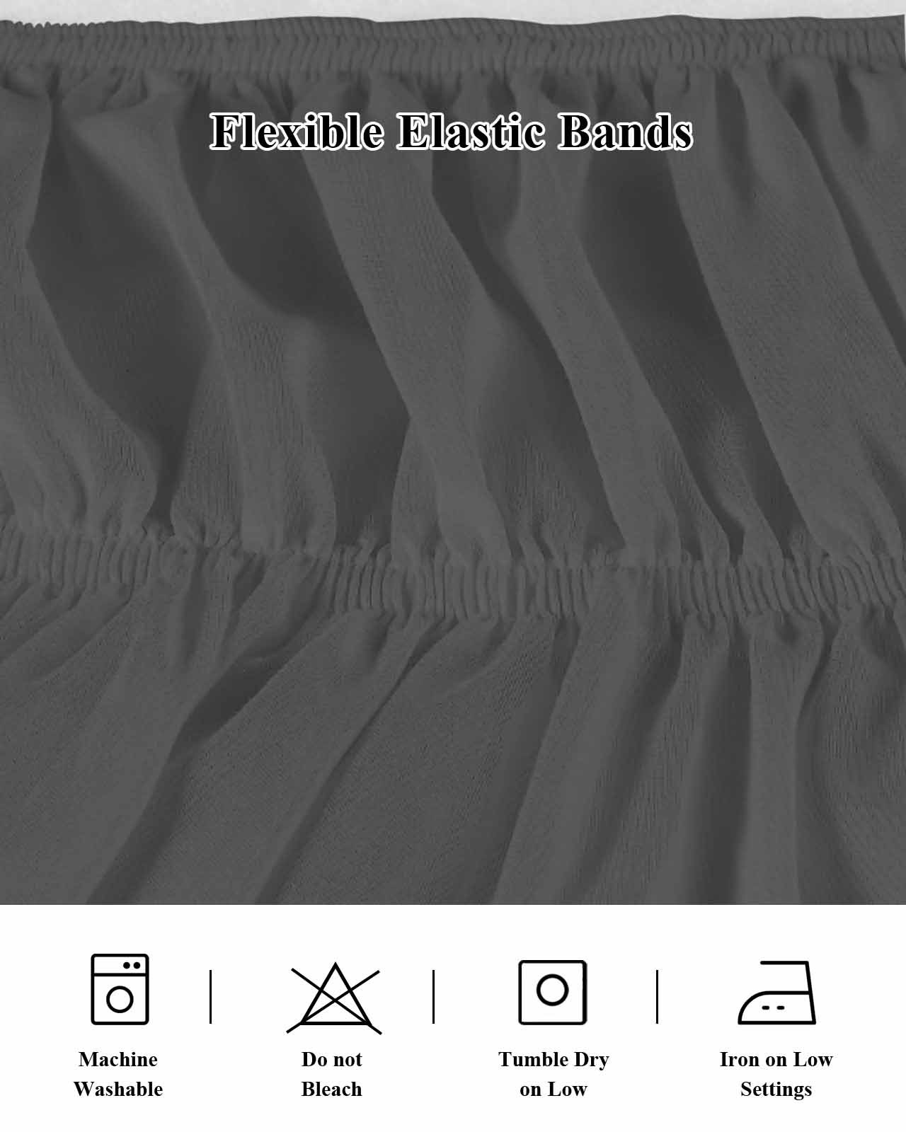 Dark Gray Bed Skirt Solid Color Bed Skirts California King Size 18 Inch Drop, Wrap Around Dust Ruffle&nbsp;Bedskirt with Adjustable Elastic Belt for Queen Size Beds