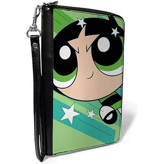 Warner Bros. Animation Wallet, Zip Around, The Powerpuff Girls Buttercup Close-Up Pose Greens, Vegan Leather
