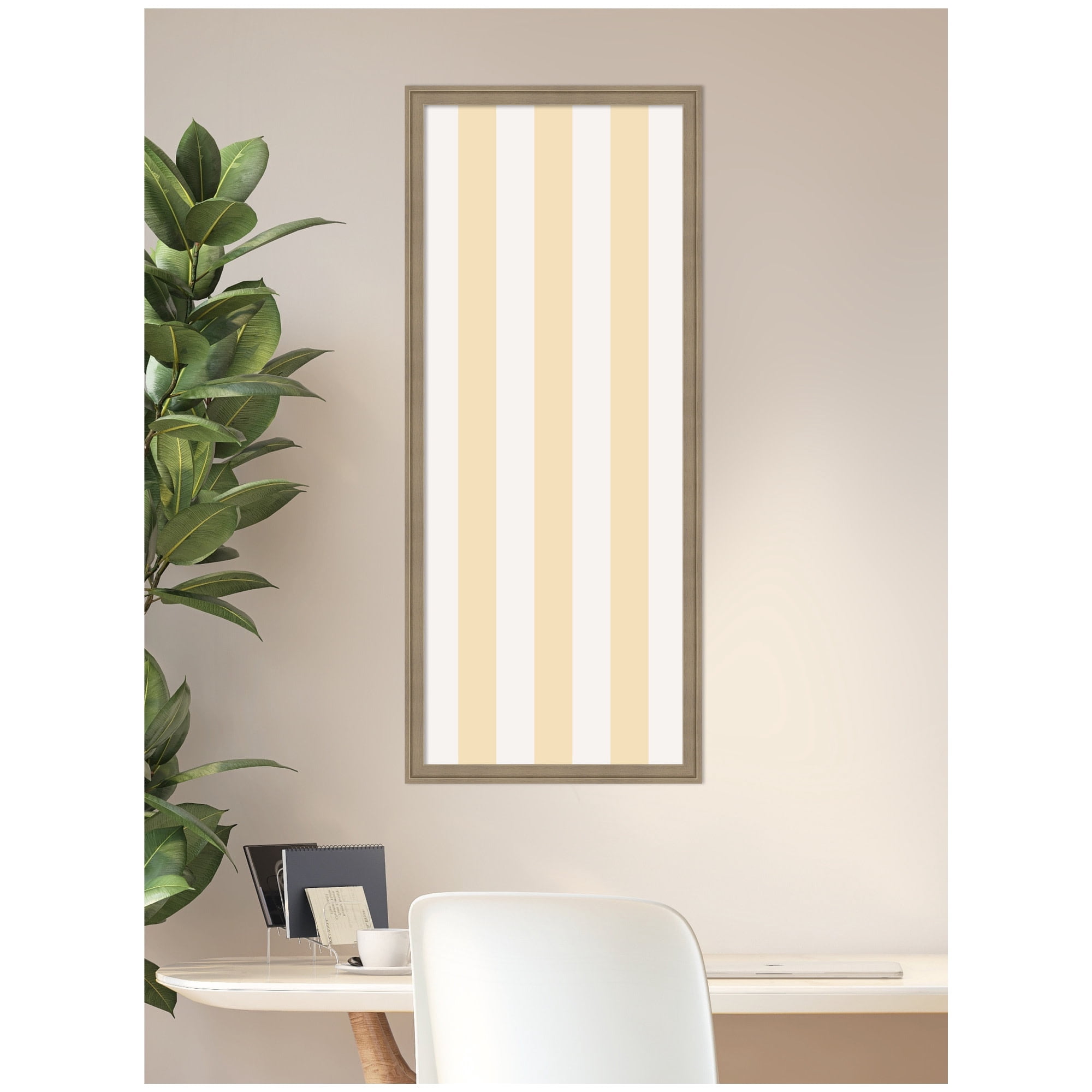 Kate and Laurel Framed Fabric Pinboard 18 x 42,  Printed Linen Classic Bulletin Board for Use as a Vision Board or Wall Organization, Florence Light Brown Frame
