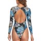 thumbnail image 3 of Gibobby Trajes de Baño Mujer Traje de baño para sarpullido, traje de baño de manga larga con estampado de solar para mujer, trajes de baño para surf, tra(Azul,G), 3 of 5