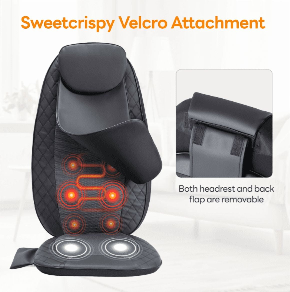 MCQ Back Massagers, Vibrating Heating Pad for Back, Massage Chair Pad for Pain Relief Deep Tissue, Shiatsu Neck and Back Massager, Back