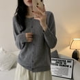 thumbnail image 1 of New Fashion Autumn Winter 100% Wool Cardigan Sweater Womens Knitted O-neck Cardigan Sweater Solid Color Female Basic Clothe, 1 of 5
