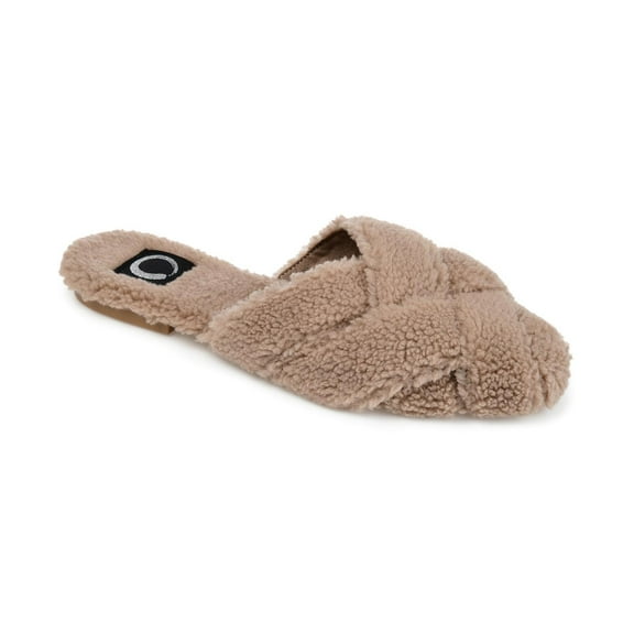 Journee Collection Womens Womens Faux Fur Sereena Slipper, Tan, Size 8.0
