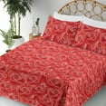 thumbnail image 3 of Ambesonne Floral Design Fitted & Flat Sheet with Shams 4 Pcs Set, Dreamy Rose Scene Art, Calking, Dark Coral White, 3 of 5