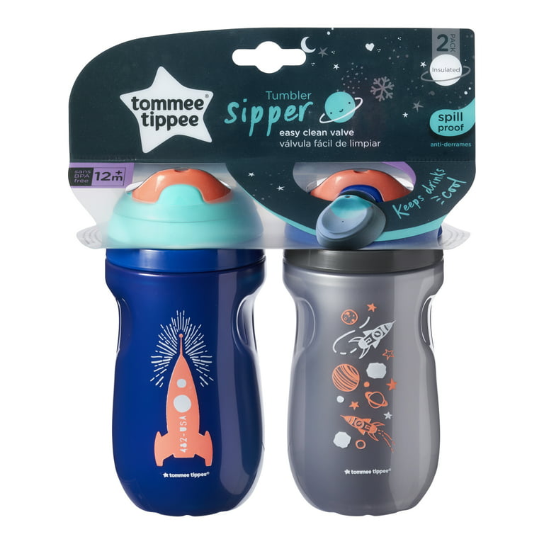 2 PK Tommy Tippee Non-Spill Insulated Toddler Tumbler Cup 12+M