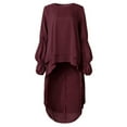 thumbnail image 2 of Gvmfive Women Long Puff Sleeve Asymmetrical Casual Tops Blouse High Low Hem Shirt Dress, 2 of 4